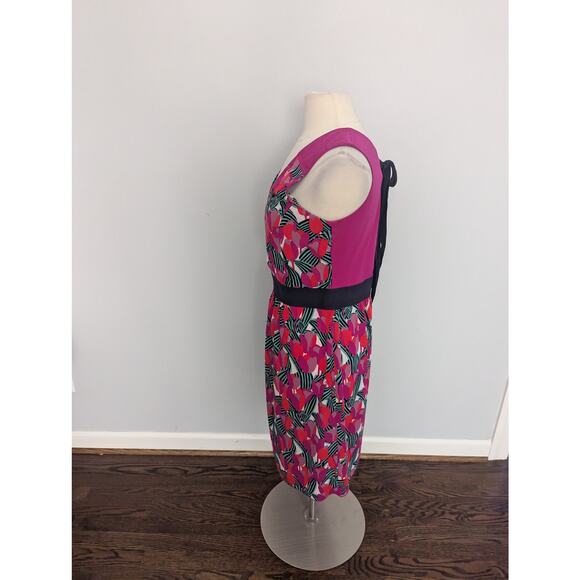 Tory Burch Augustina Printed Tulip Floral Logo Hidden Dress Aline Medium Vneck - Picture 13 of 16
